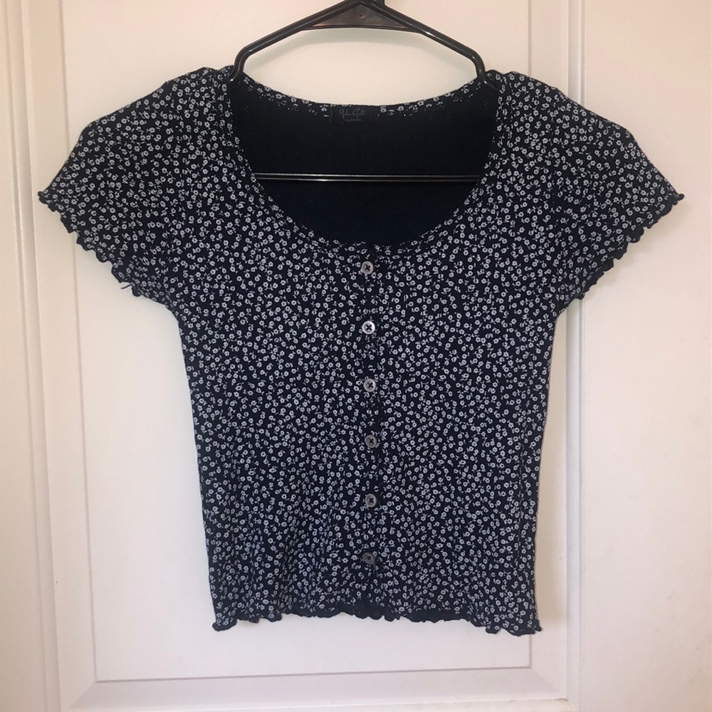 Brandy Melville flowered button down shirt